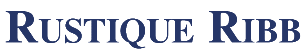 Text image displaying the words "Rustique Ribb" in a bold, serif font. The text is centered and blue on a transparent background.